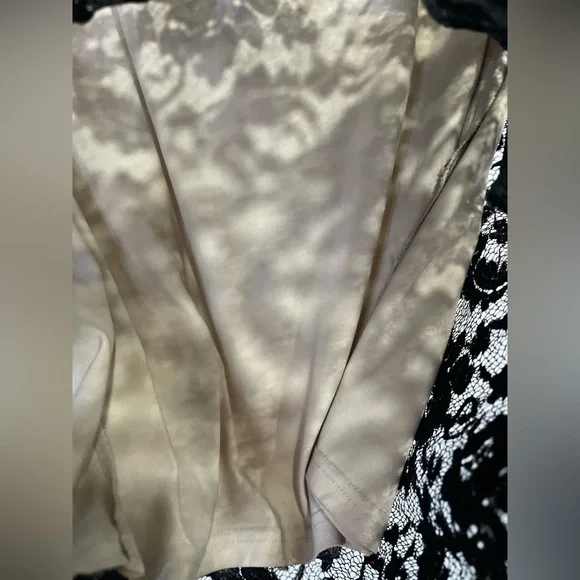 Love Stitch Lace Overlay Nude Lining Sleeveless Mini Dress Side Zipper Medium - Picture 8 of 12